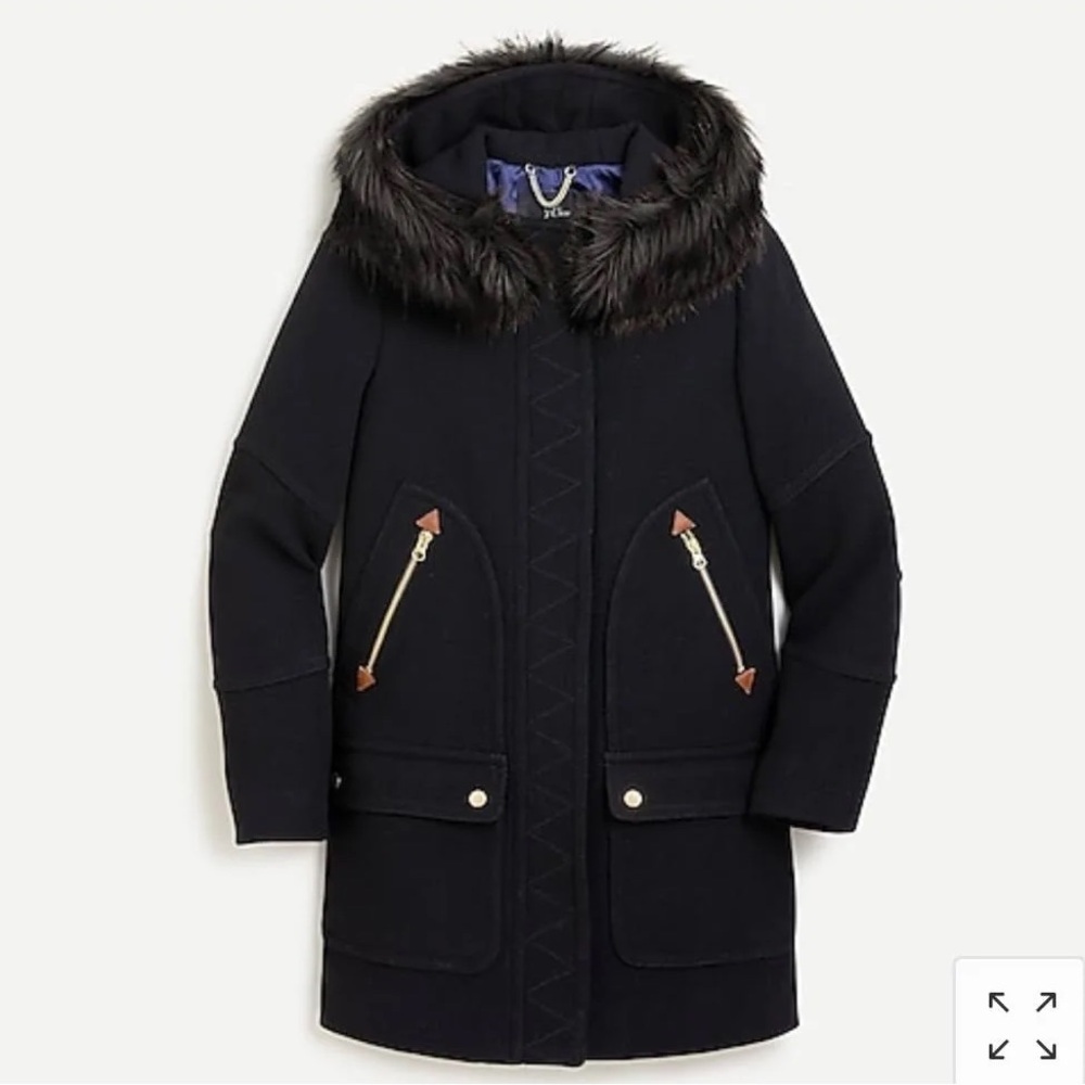 NWT J Crew Chateau Parka In Italian Stadium-Cloth Wool